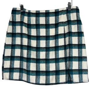 NWT Urban Daizy Skirt Womens L Blue Plaid Fleece Mini Y2K Preppy 90s Academia